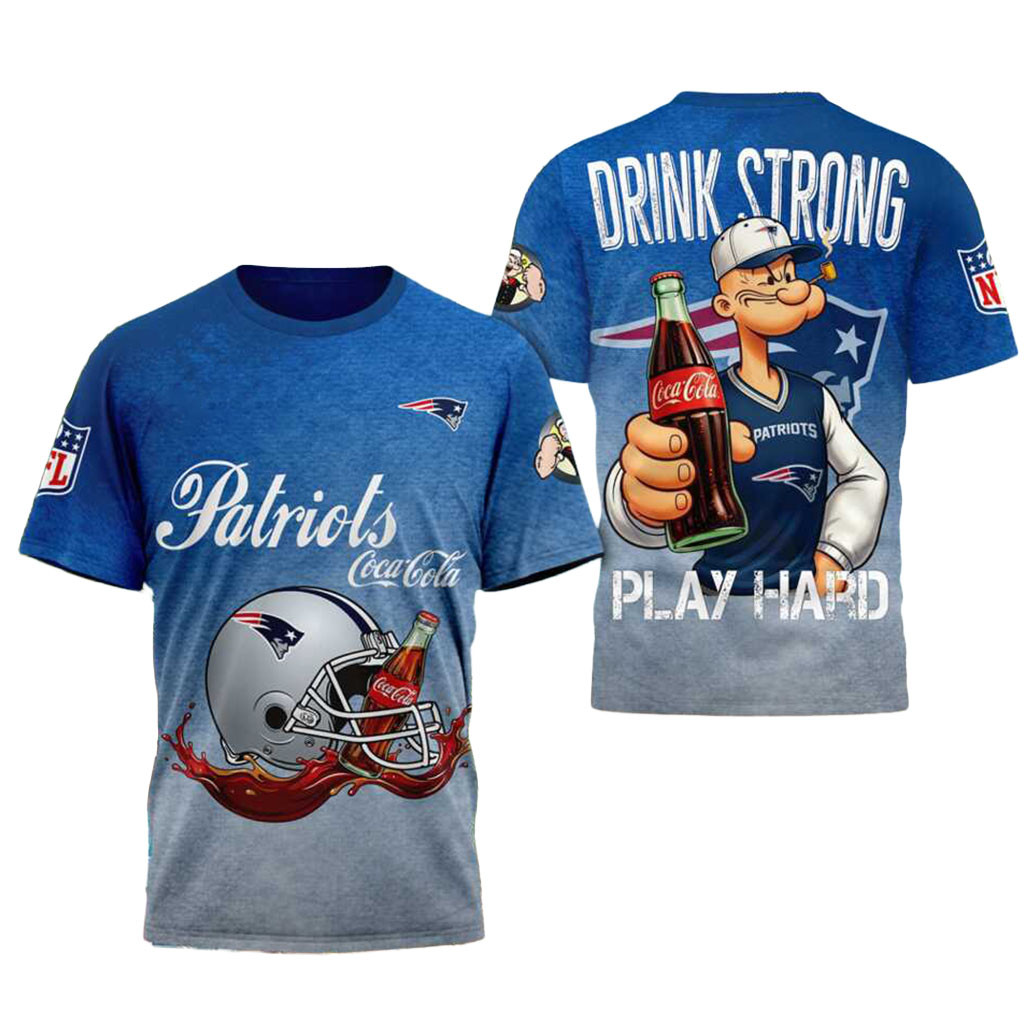 New England Patriots Popeye Coca Cola Drink Strong Shirt NE Patriots Merch Football Fan Gifts