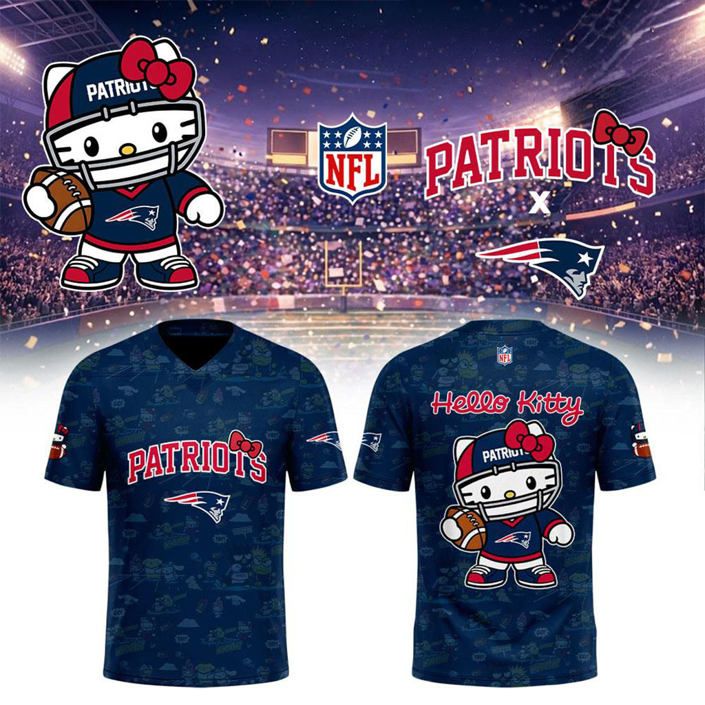New England Patriots x Hello Kitty 2026 Cute Graphic Football Jersey NE Patriots Merch