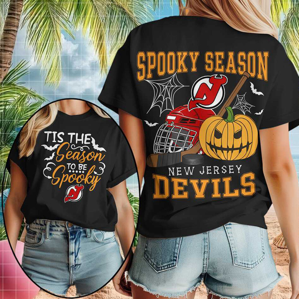 New Jersey Devils Spooky Season Halloween Pumpkin Shirt Devils Merch Gifts For Sister