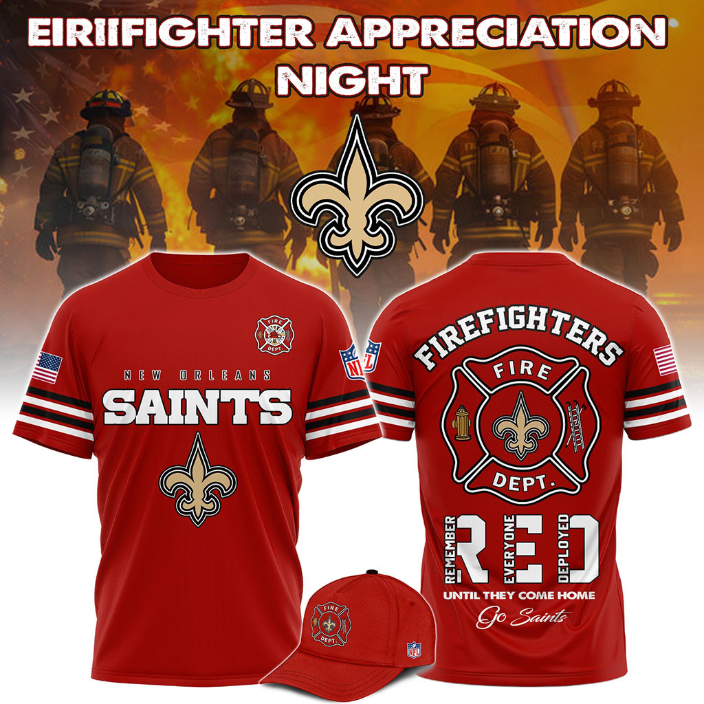New Orleans Saints Firefighter Appreciation Night 2026 T-Shirt NO Saints Merch Game Day Gifts