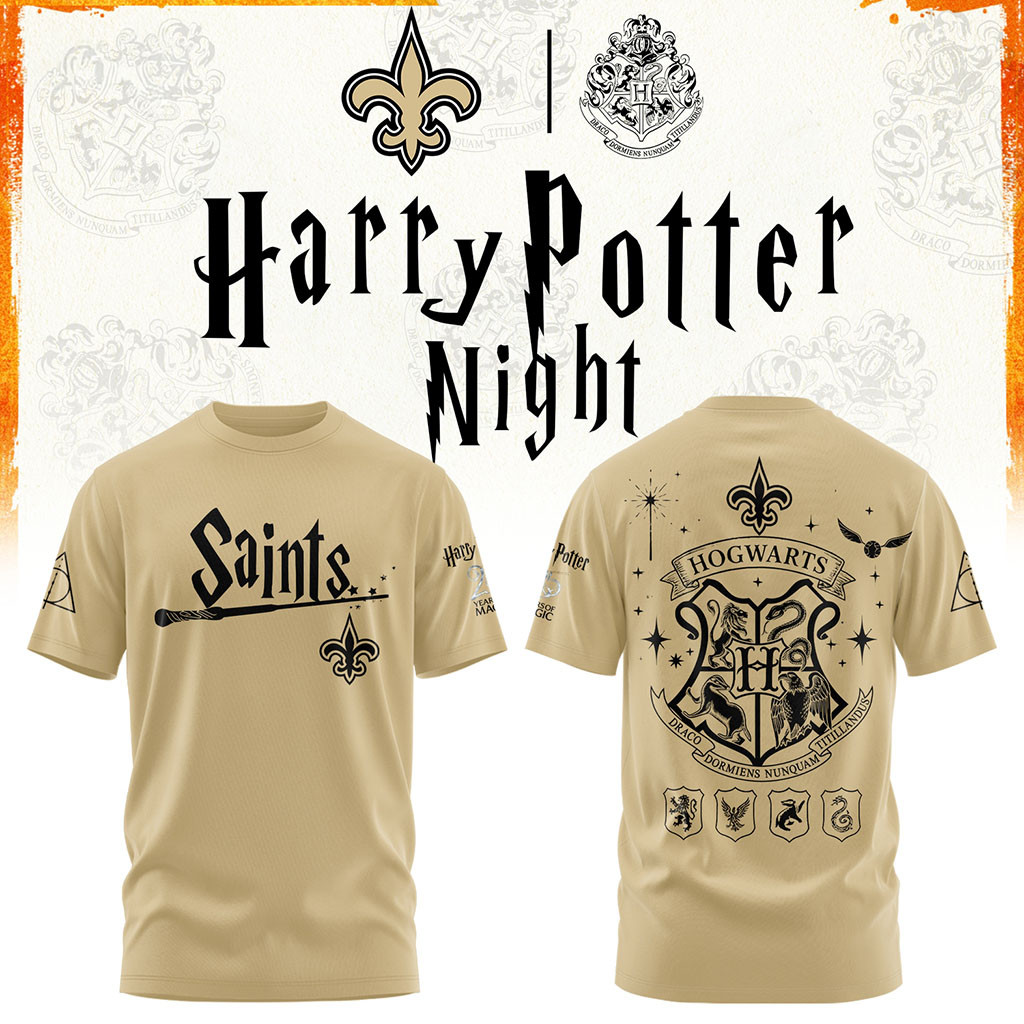 New Orleans Saints Harry Potter 25th Anniversary T-Shirt 2026 NO Saints Merch Football Fan Gear