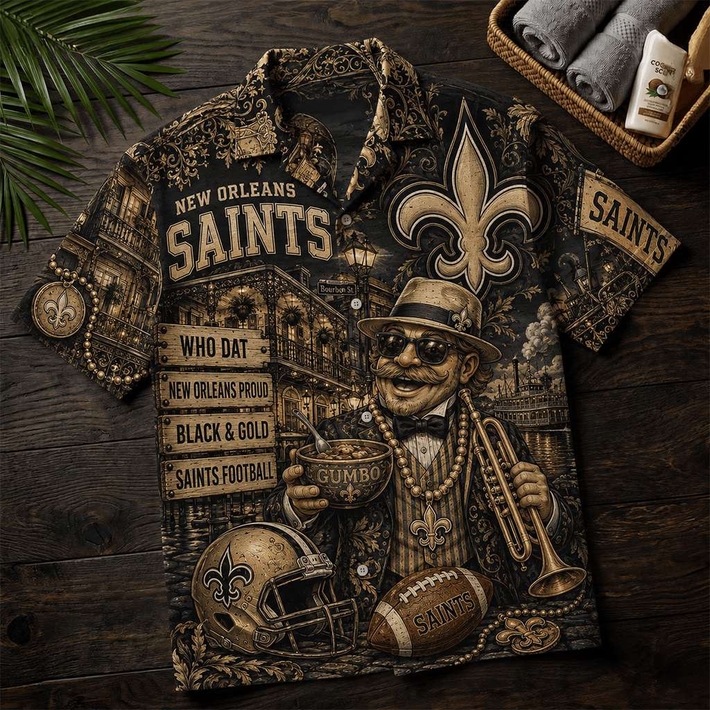 New Orleans Saints Merch Who Dad NO Proud Hawaiian Shirt Football Related Gifts For Him