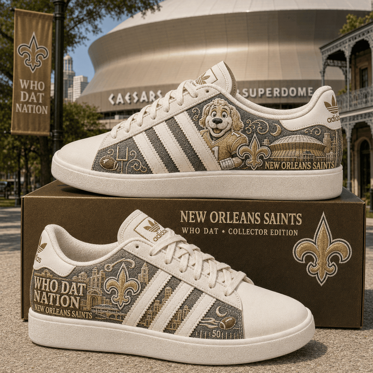 New Orleans Saints Merch Who Dat Nation Sneakers Saints Football Game Day Shoes Gifts For Fans