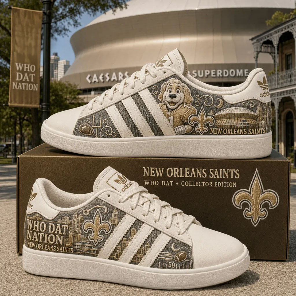 New Orleans Saints Who Dat Nation Shoes Sneakers NO Saints Merch Gift For Football Lovers