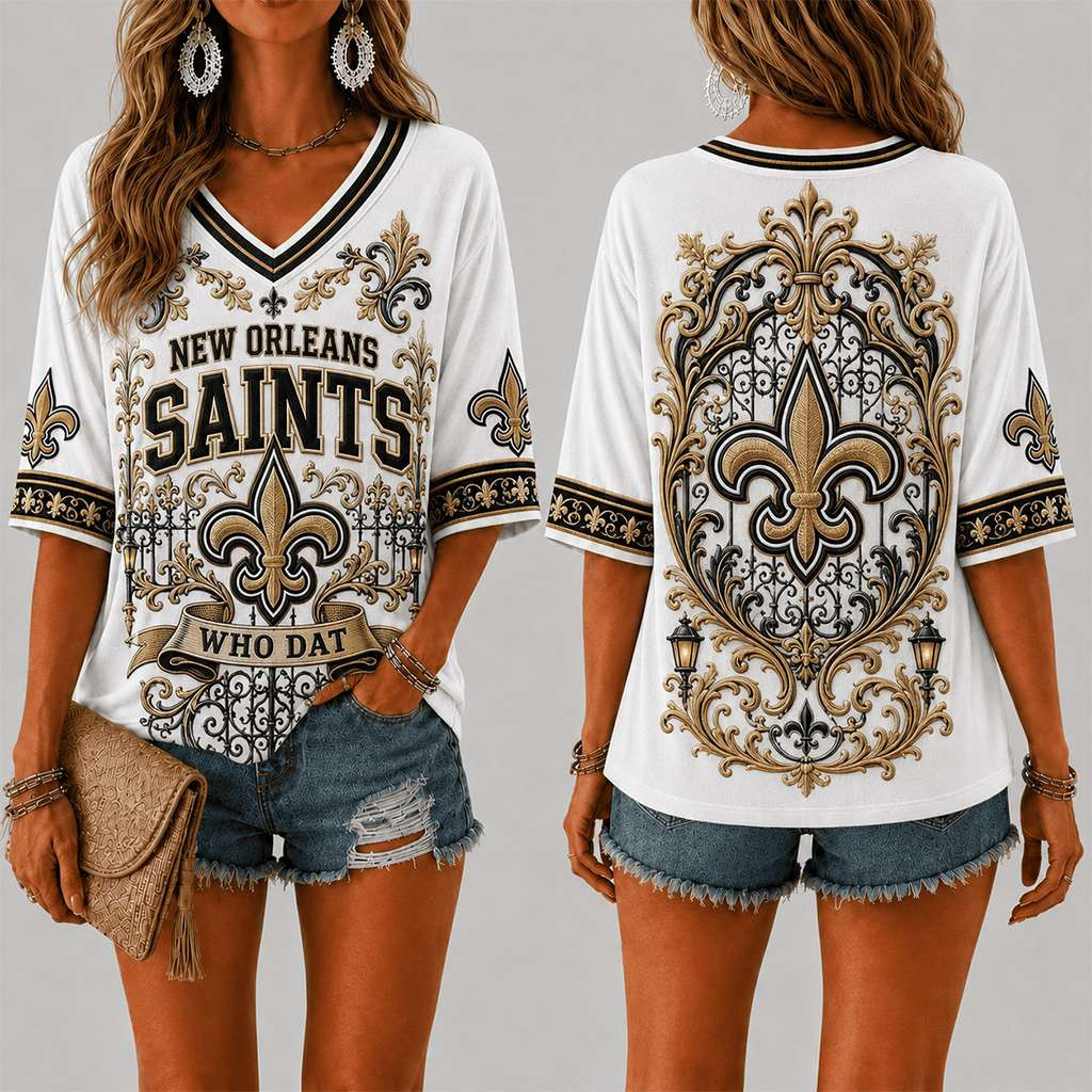 New Orleans Saints Who Dat V-Neck Shirt NO Saints Merch American Football Fan Gifts