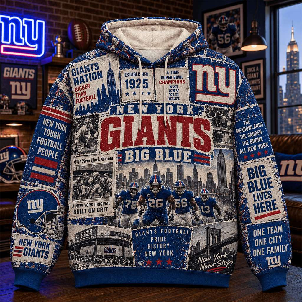 New York Giants Big Blue Hoodie Giants Nation Bigger Than Football Hoodie NY Giants Merch