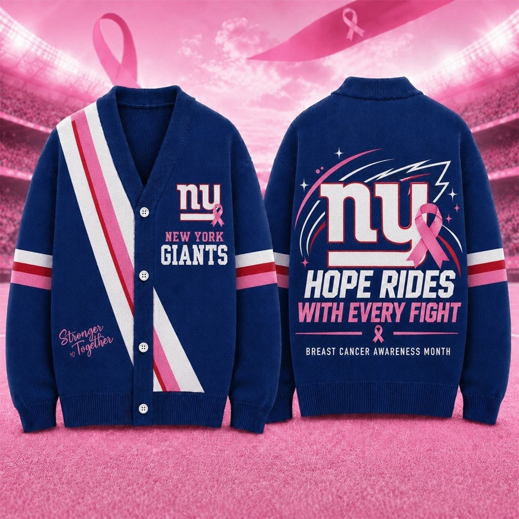 New York Giants Merch Breast Cancer Hope Rides With Every Fight Cardigan Cancer Warrior Gifts New York Giants Merch Breast Cancer Hope Rides With Every Fight Cardigan Cancer Warrior Gifts