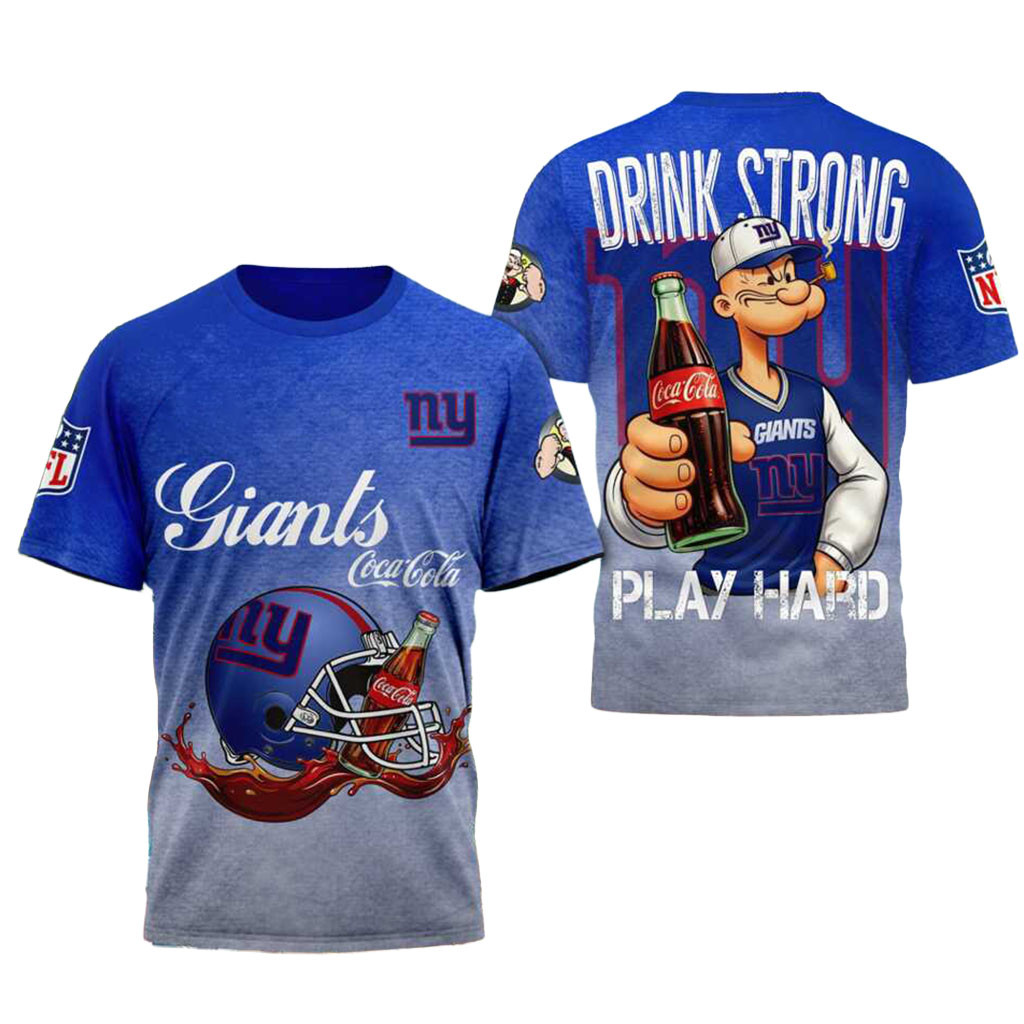 New York Giants Popeye Coca Cola Drink Strong Football Shirt NY Giants Merch Gift For Game Day