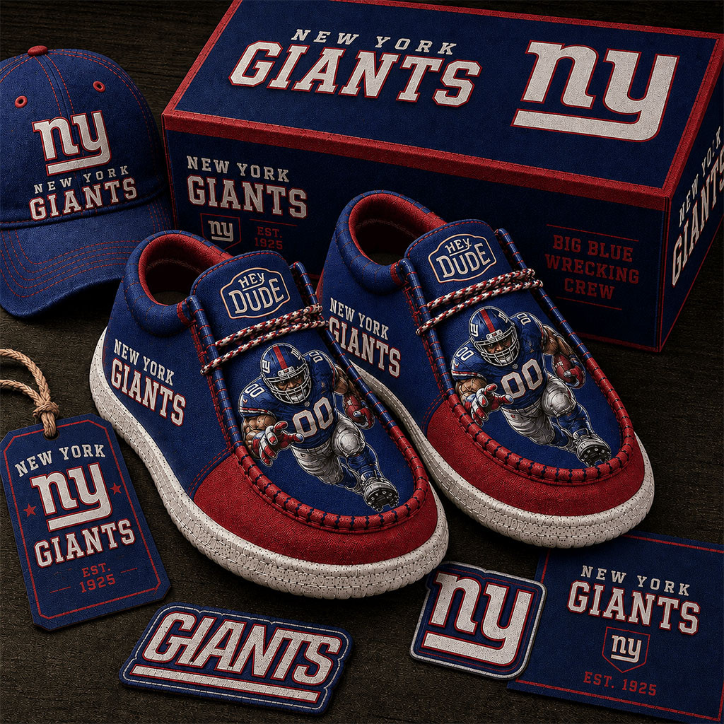 New York Giants Shoes Football Game Day Loafers NY Giants Merch Unique Football Gifts For Him
