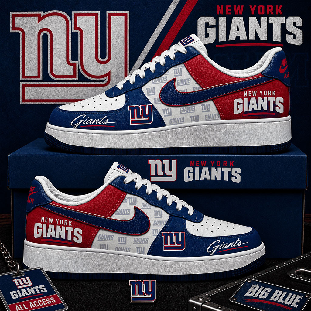 New York Giants Sneakers Big Blue Shoes NY Giants Merch Unique Gifts For Football Lovers