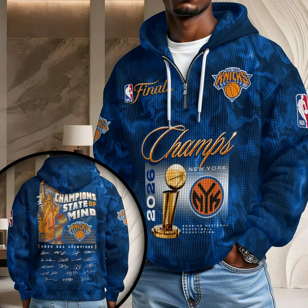 New York Knicks 2026 Finals Champions Quarter Zip Hoodie NY Knicks Merch Basketball Fan Gear
