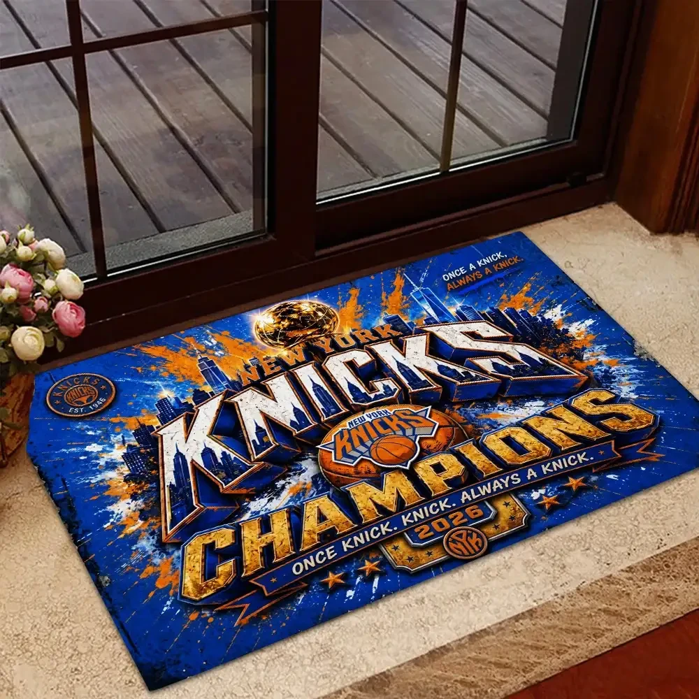 New York Knicks Champions Doormat Welcome Home Decor Knicks Merch Gift For Basketball Lover
