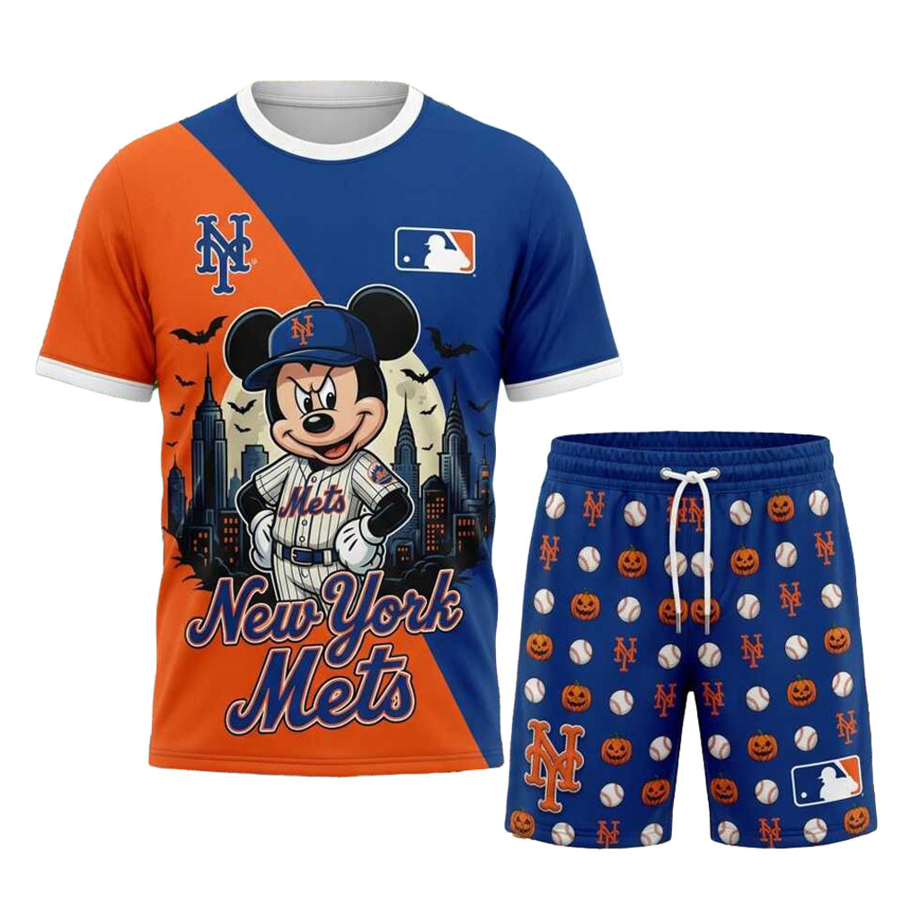 New York Mets Mickey Mouse Halloween Shirt And Shorts NY Mets Merch Present For Baseball Lover