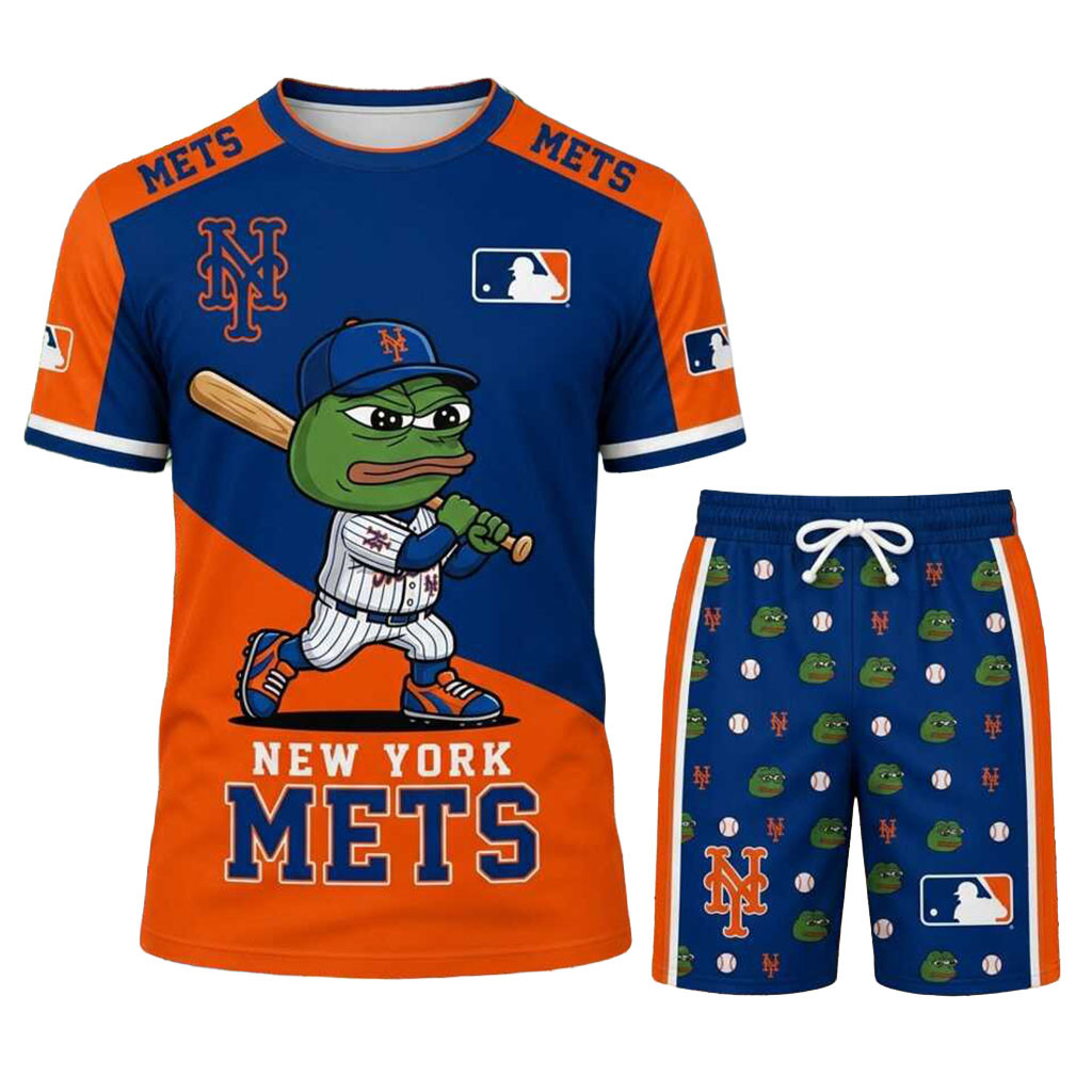 New York Mets Pepe The Frog Shirt And Shorts Set NY Mets Merch Baseball Team Gifts