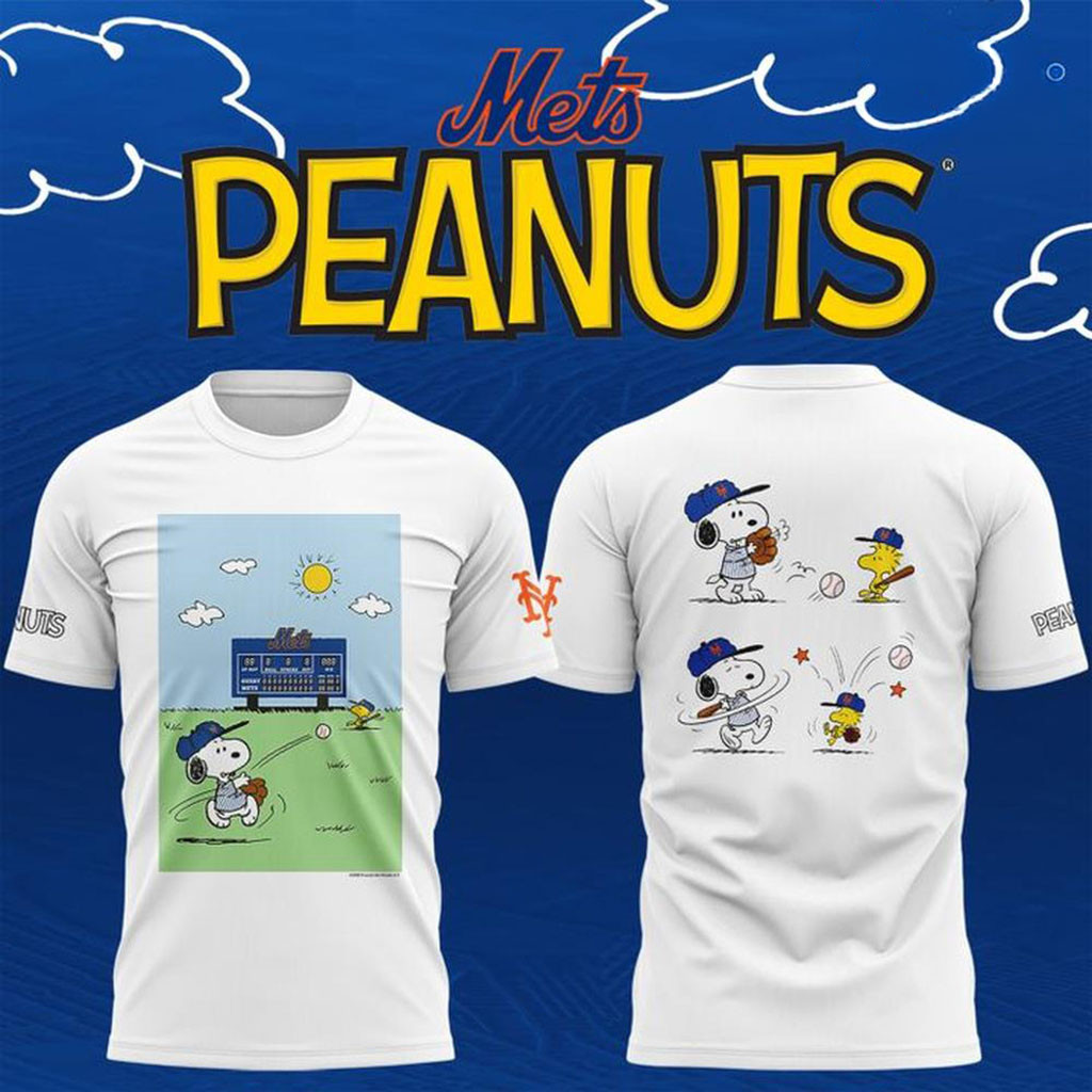 New York Mets x Peanuts Night 2026 White T-Shirt Mets Merch Cool Gifts For Baseball Lovers
