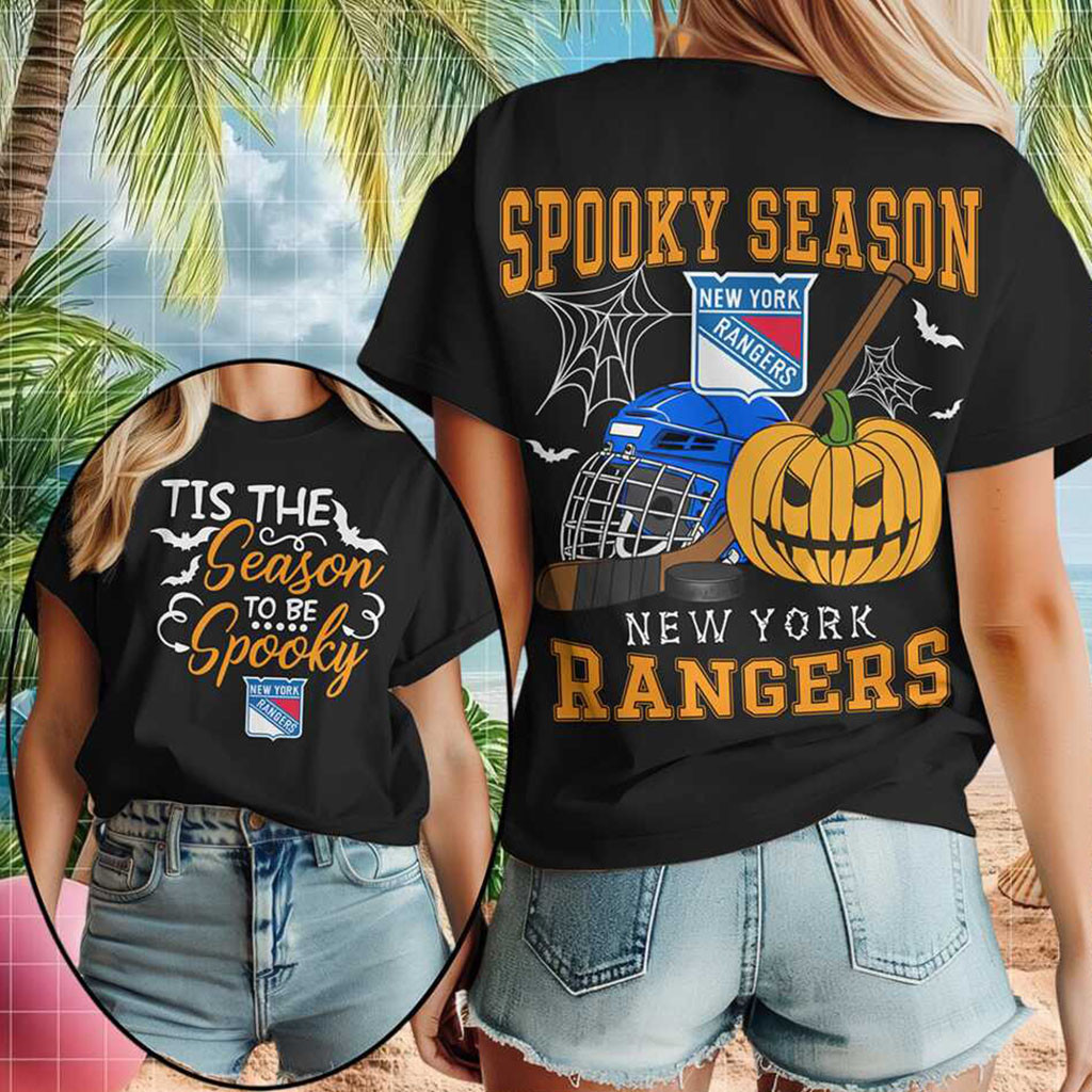 New York Rangers Spooky Season Halloween Pumpkin Shirt Rangers Merch Gifts For Ice Hockey Fans New York Rangers Spooky Season Halloween Pumpkin Shirt Rangers Merch Gifts For Ice Hockey Fans
