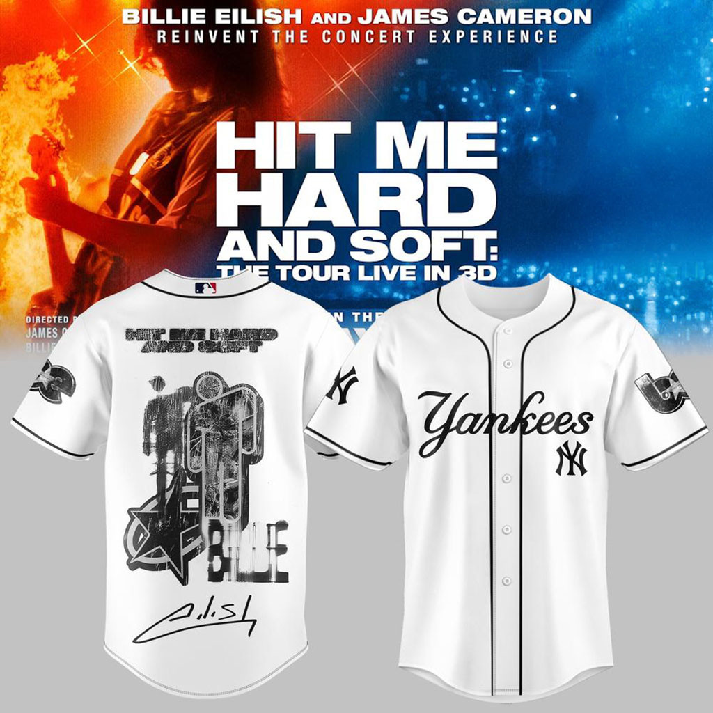 New York Yankees Billie Eilish Hit Me Hard And Soft Baseball Jersey NY Yankees Merch Fan Gifts