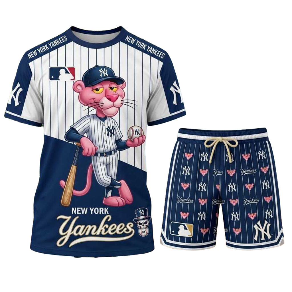 New York Yankees Pink Panther Shirt And Shorts NY Yankees Merch Gift For Baseball Lovers