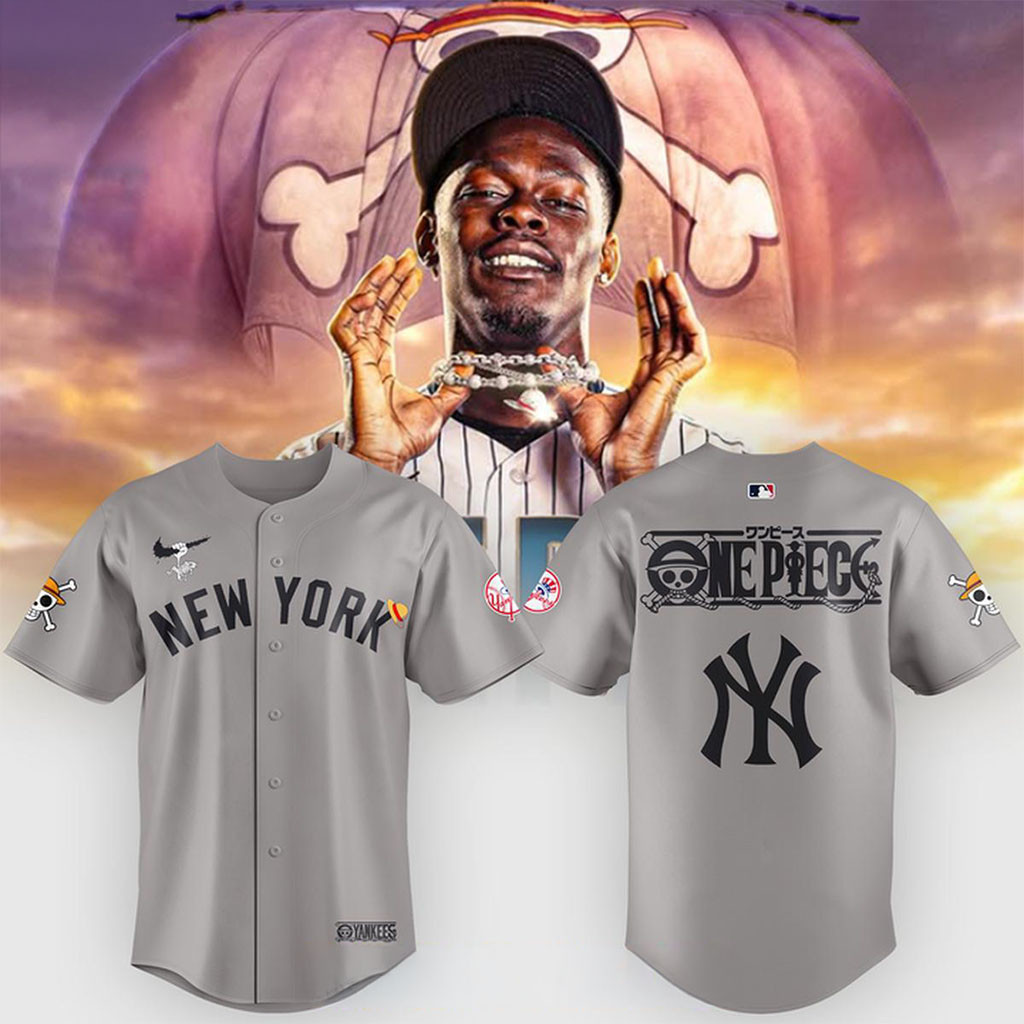 New York Yankees X One Piece 2026 All Grey Day Baseball Jersey NY Yankees Merch Fan Gifts