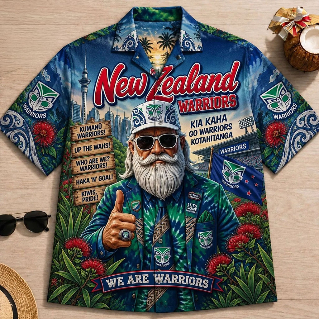 New Zealand Warriors Kia Kaha Hawaiian Shirt NZ Warriors Merch Football Fan Gift Ideas