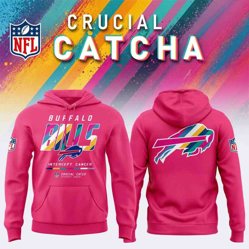 NFL Crucial Catch Merch 2026 Buffalo Bills Crucial Catch Intercept Cancer Hoodie Pink