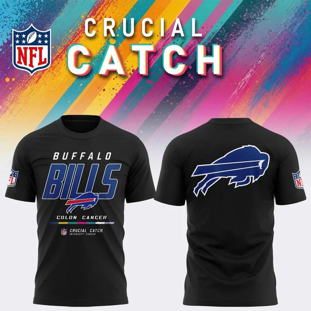 NFL Crucial Catch Merch 2026 Buffalo Bills Crucial Catch Intercept Cancer Shirt Black