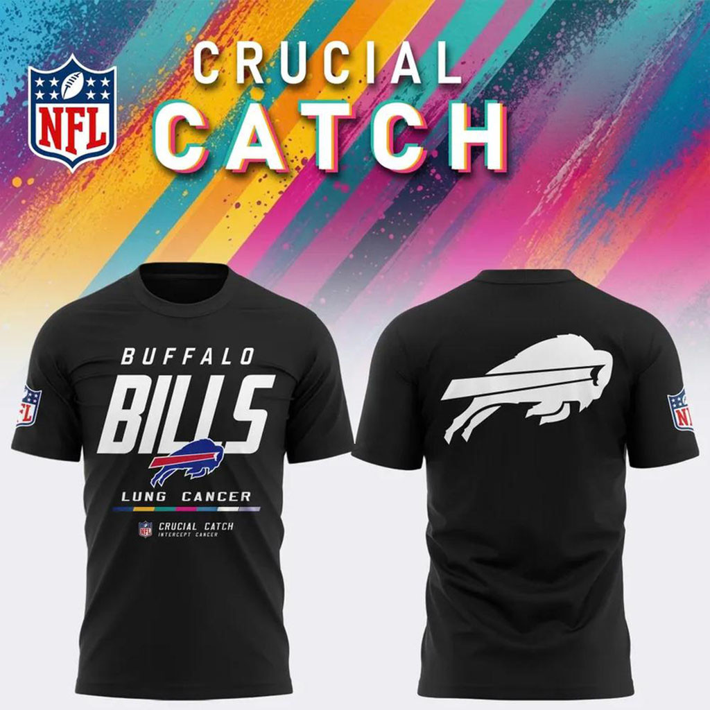 NFL Crucial Catch Merch 2026 Buffalo Bills Crucial Catch Intercept Cancer T-Shirt Fan Gifts