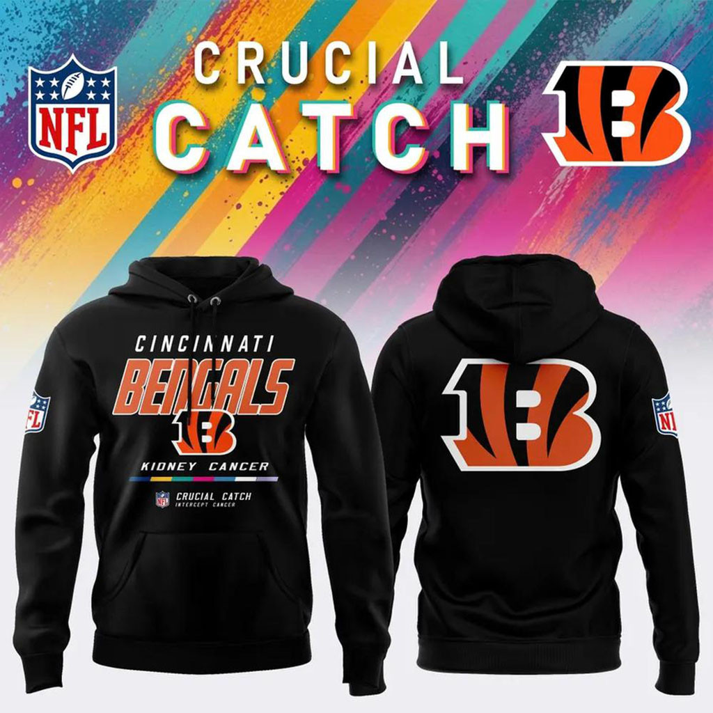 NFL Crucial Catch Merch 2026 Cincinnati Bengals Crucial Catch Intercept Cancer Hoodie Fan Gear NFL Crucial Catch Merch 2026 Cincinnati Bengals Crucial Catch Intercept Cancer Hoodie Fan Gear