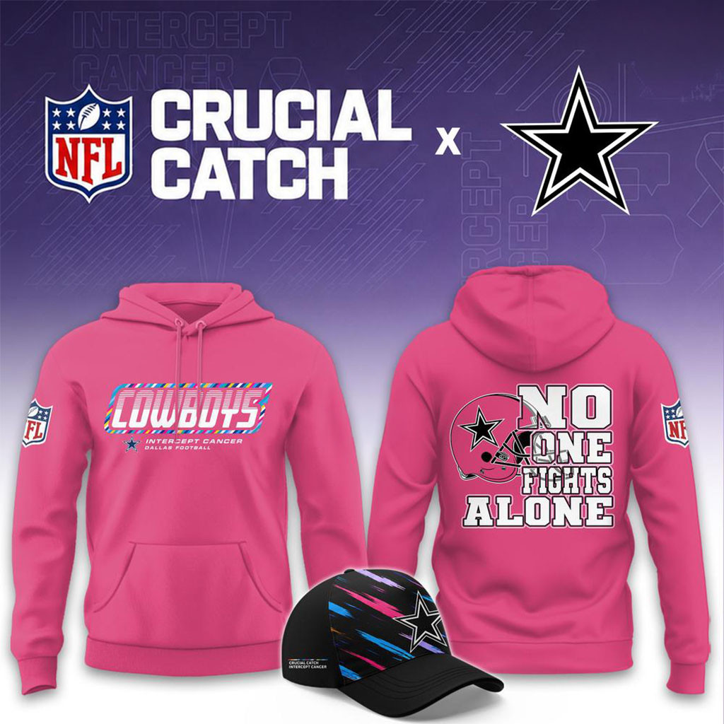 NFL Crucial Catch Merch 2026 Dallas Cowboys No One Fights Alone Pink Hoodie Best Gift For Fans NFL Crucial Catch Merch 2026 Dallas Cowboys No One Fights Alone Pink Hoodie Best Gift For Fans