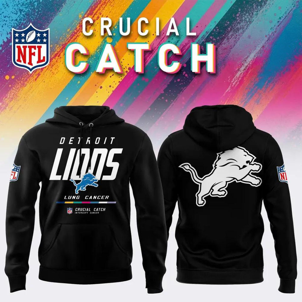 NFL Crucial Catch Merch 2026 Detroit Lions Crucial Catch Intercept Cancer Hoodie Lions Merch
