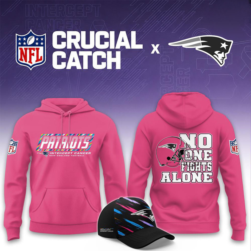 NFL Crucial Catch Merch 2026 New England Patriots No One Fights Alone Pink Hoodie Fan Gifts NFL Crucial Catch Merch 2026 New England Patriots No One Fights Alone Pink Hoodie Fan Gifts
