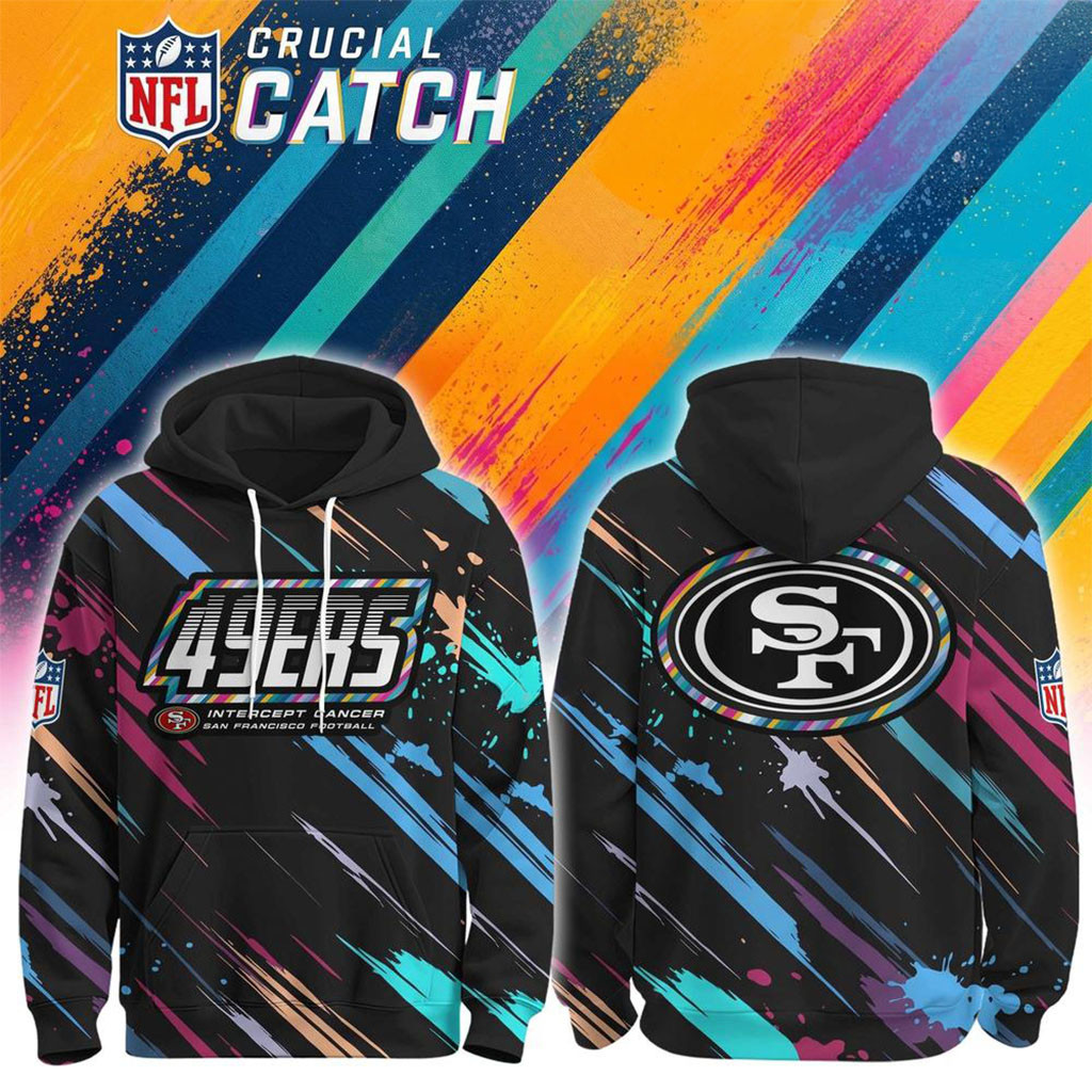 NFL Crucial Catch Merch 2026 SF 49ers Crucial Catch Intercept Cancer Hoodie 49ers Merch Gifts
