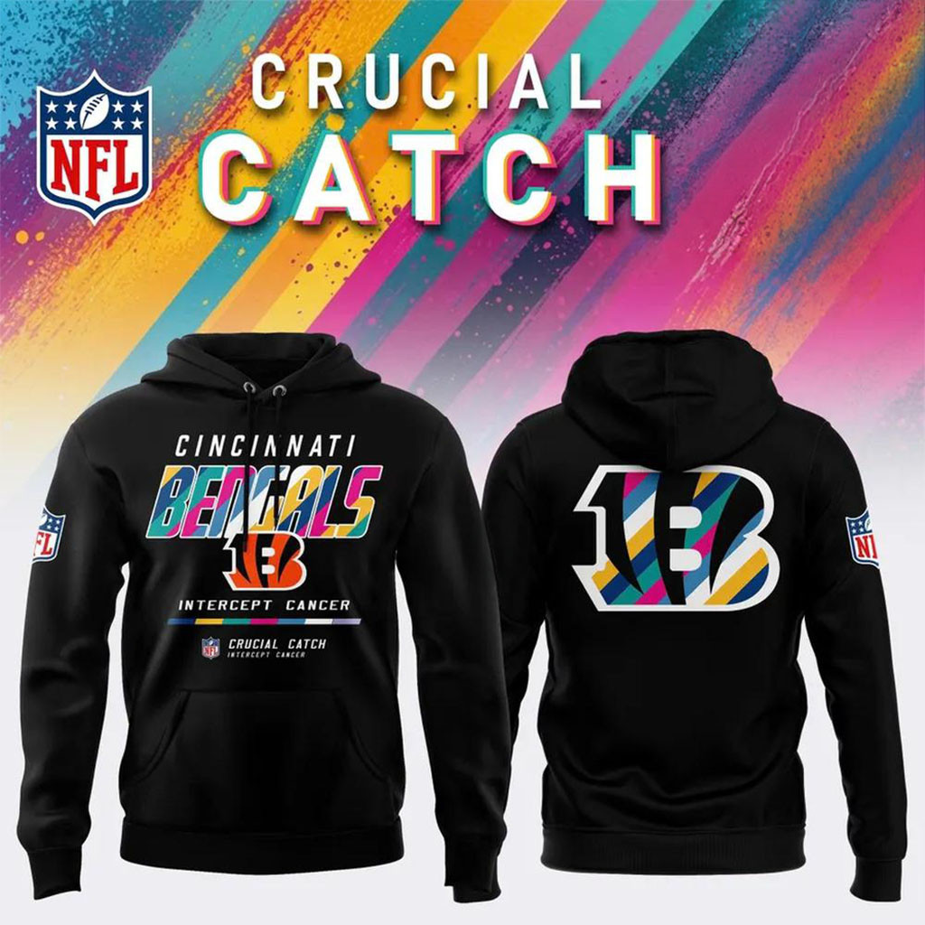 NFL Crucial Catch Merch Cincinnati Bengals 2026 Crucial Catch Intercept Cancer Hoodie Black NFL Crucial Catch Merch Cincinnati Bengals 2026 Crucial Catch Intercept Cancer Hoodie Black