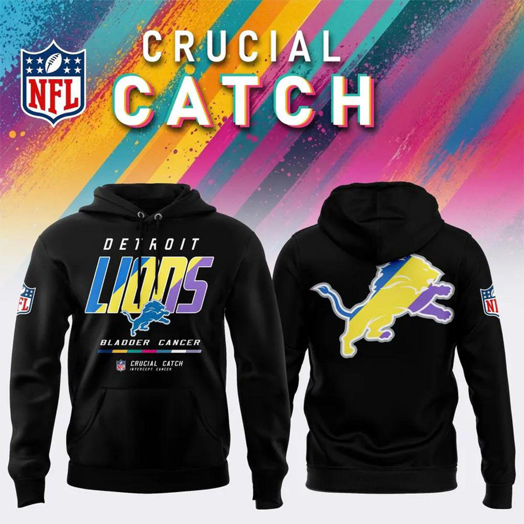 NFL Crucial Catch Merch Detroit Lions 2026 Crucial Catch Intercept Cancer Hoodie Dad Gifts