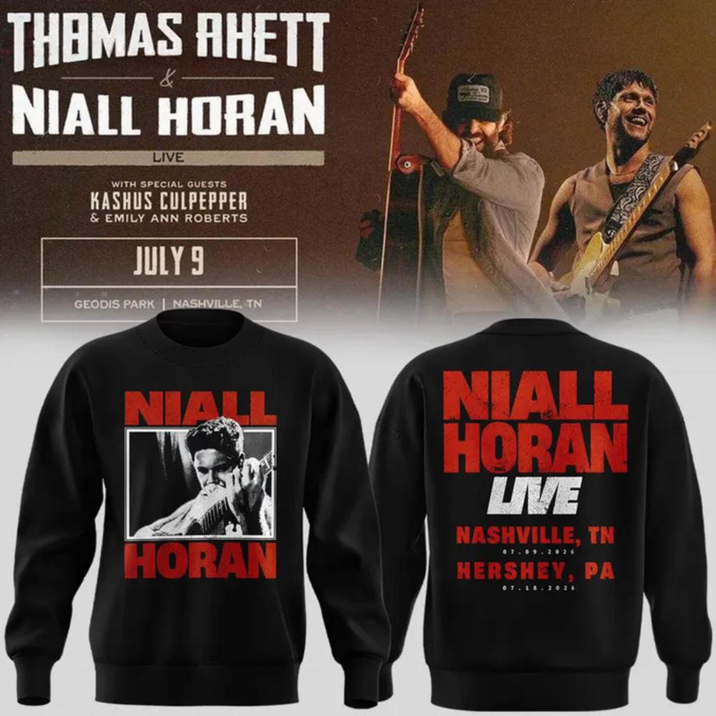 Niall Horan Nashville TN 2026 Black Sweatshirt Niall Horan X Thomas Rhett Tour Merch Fan Gifts