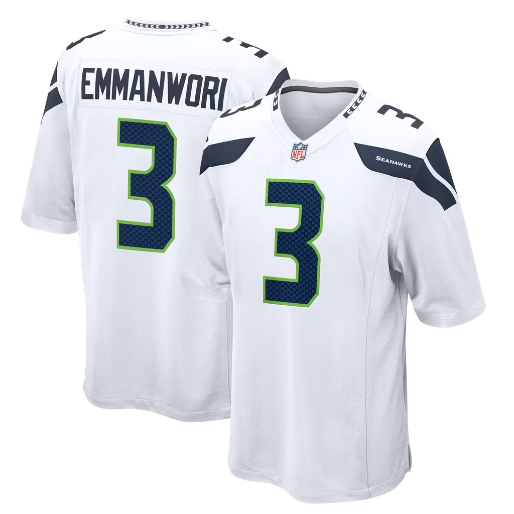 Nick Emmanwori Jersey Shirt 2026 Seattle Seahawks Merch #3 Seattle Seahawks Game Jersey White