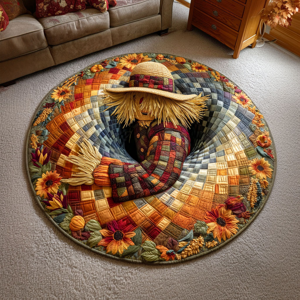 Night Scarecrow Quilted Round Mat Round Mats For Floor Spooky Gifts For Her