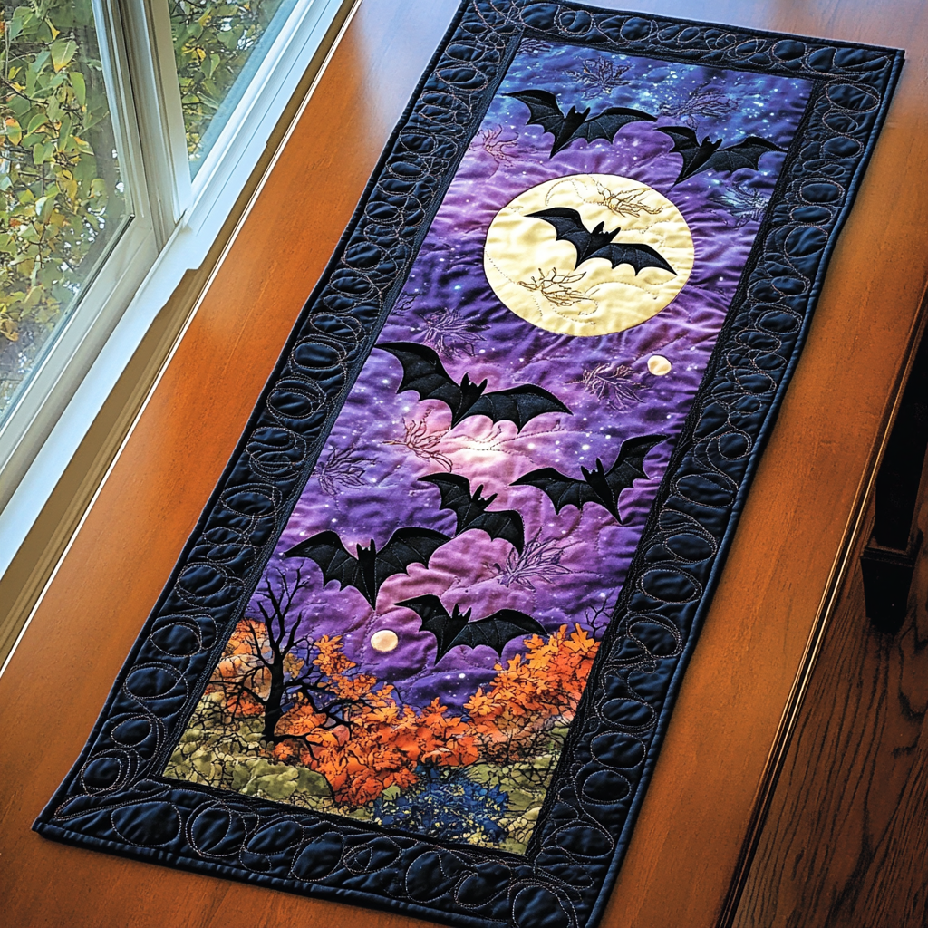 Night Wings Quilted Table Runner Dining Table Decor Halloween Themed Presents