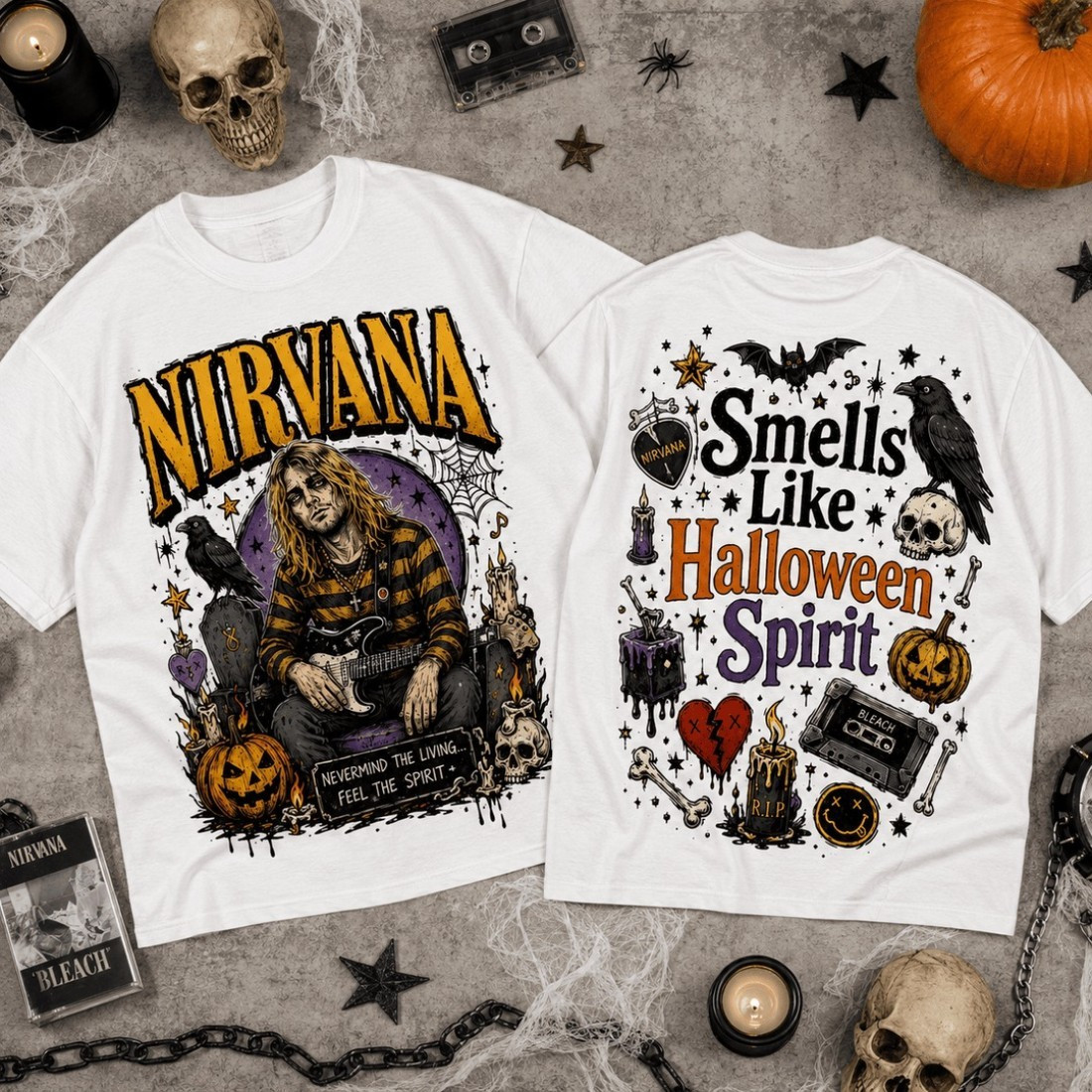 Nirvana Smells Like Halloween Spirit T-Shirt Nirvana Merch Gift For Music Lovers Nirvana Smells Like Halloween Spirit T-Shirt Nirvana Merch Gift For Music Lovers