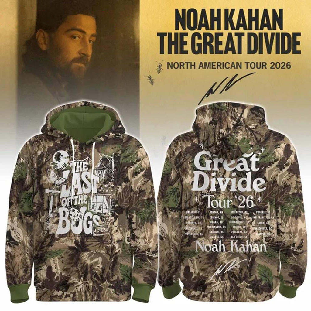 Noah Kahan The Great Divide Tour 2026 Camo Hoodie The Last Of The Bug Hoodie Noah Kahan Merch