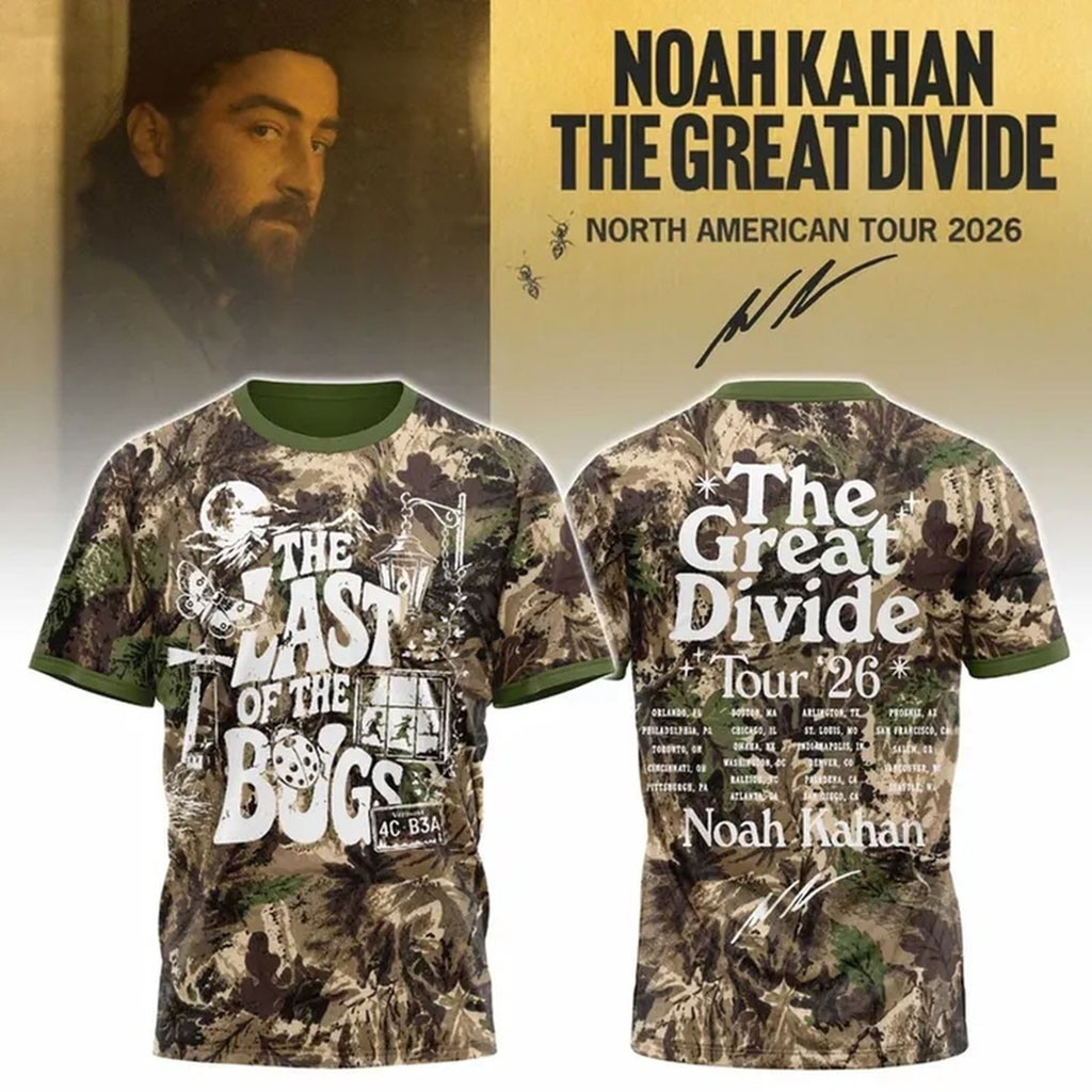 Noah Kahan The Great Divide Tour 2026 T-Shirt Camo The Last Of The Bug Shirt Noah Kahan Merch Noah Kahan The Great Divide Tour 2026 T-Shirt Camo The Last Of The Bug Shirt Noah Kahan Merch
