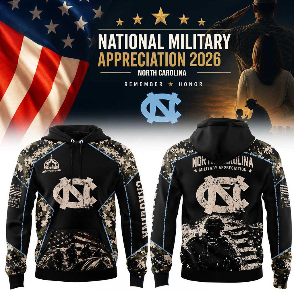 North Carolina Tar Heels 2026 National Military Appreciation Hoodie Tar Heels Merch Fan Gifts