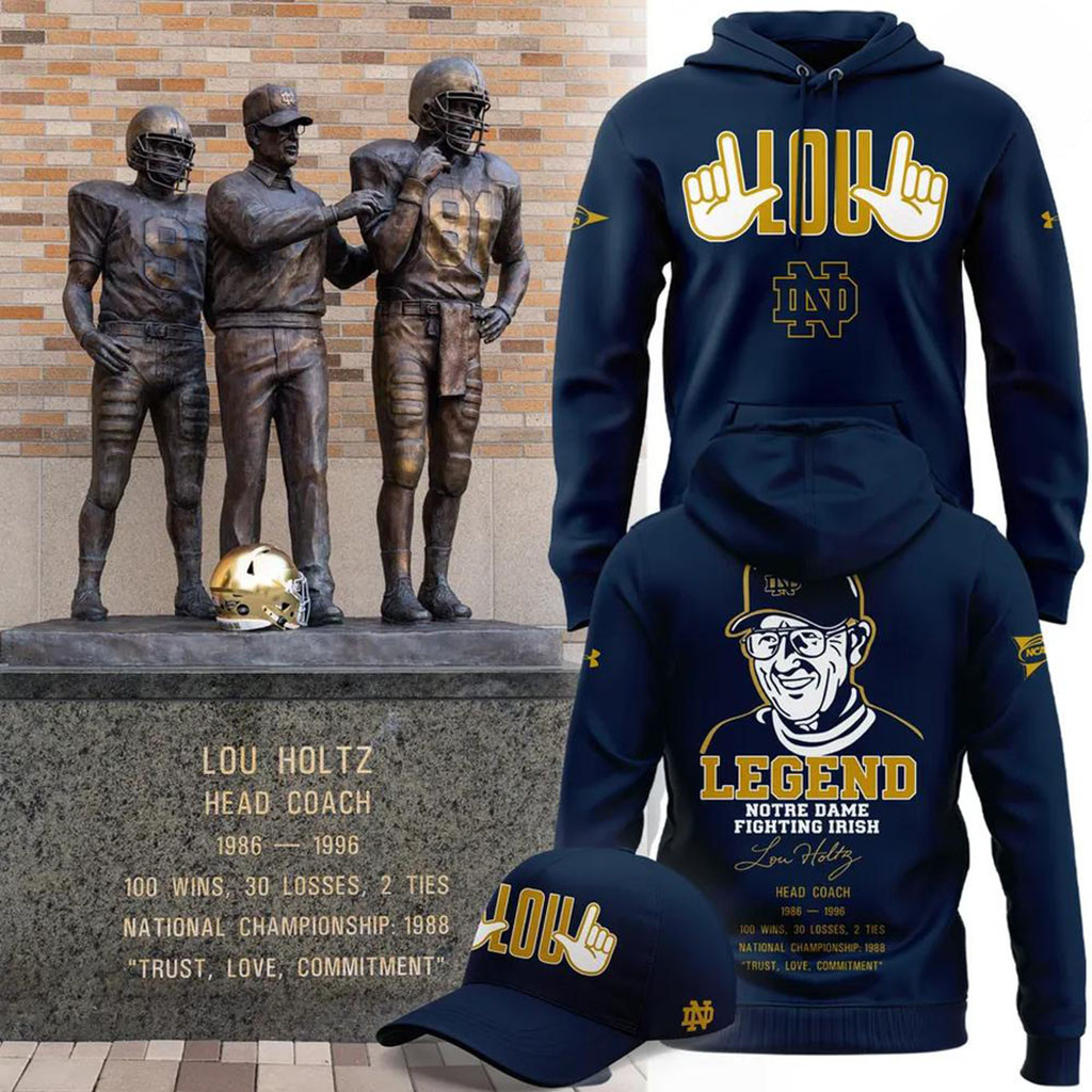 Notre Dame Fighting Irish College Football Lou Holtz Head Coach Hoodie RIP Lou Holtz Merch Notre Dame Fighting Irish College Football Lou Holtz Head Coach Hoodie RIP Lou Holtz Merch