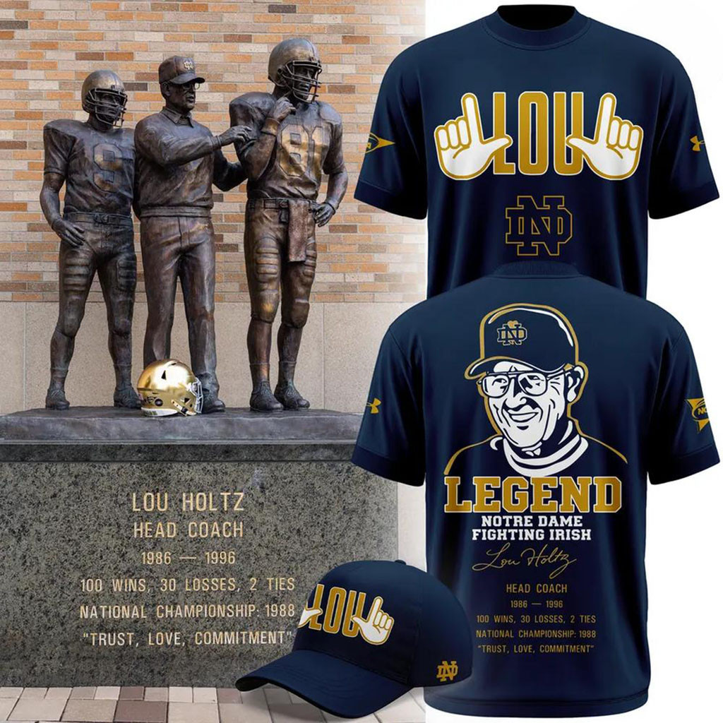 Notre Dame Fighting Irish College Football Lou Holtz Head Coach Shirt Lou Holtz Memorial Merch