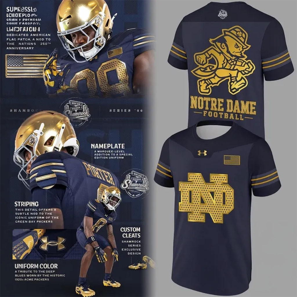 Notre Dame Fighting Irish Football 250 Years 2026 Uniform Navy Jersey Fighting Irish Merch Notre Dame Fighting Irish Football 250 Years 2026 Uniform Navy Jersey Fighting Irish Merch