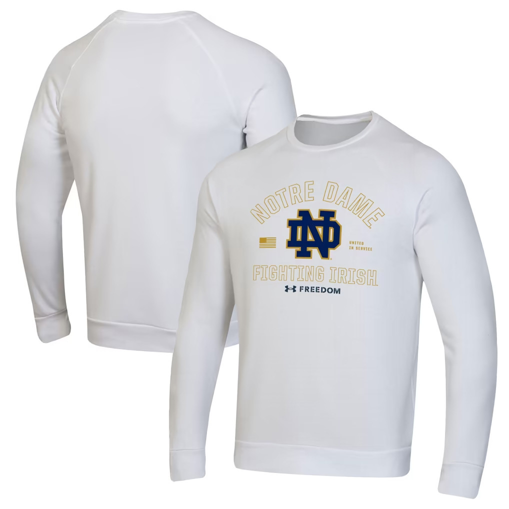 Notre Dame Fighting Irish Merch 2026 Notre Dame Fighting Irish Freedom Rival Sweatshirt White