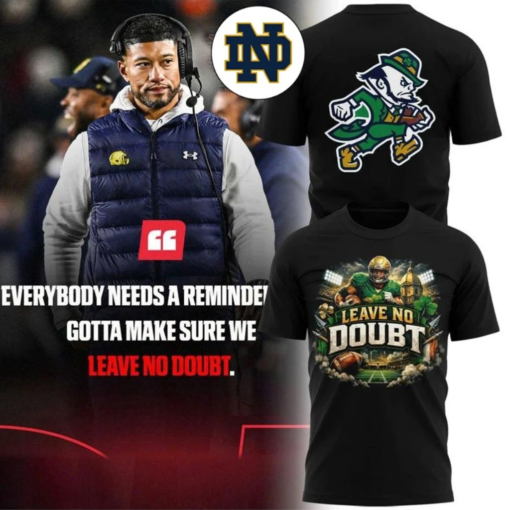 Notre Dame Fighting Irish Merch 2026 Notre Dame Football Leave No Doubt Revenge Tour T-Shirt