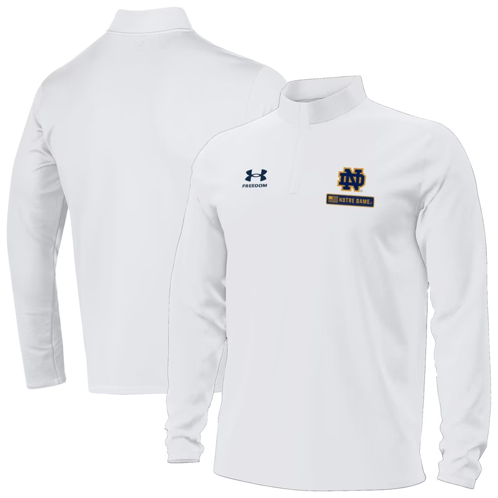 Notre Dame Fighting Irish Merch 2026 White Notre Dame Freedom Collection Quarter Zip Shirt Gift