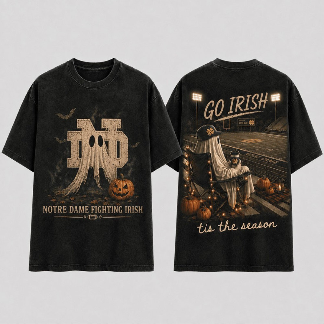 Notre Dame Fighting Irish Merch Halloween Ghost T-Shirt Tis The Season Tee Football Fan Gifts