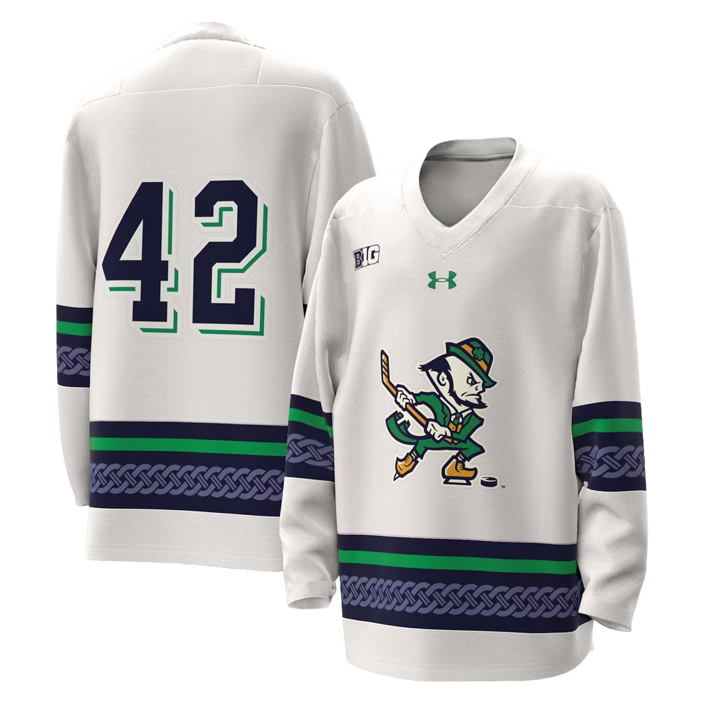 Notre Dame Fighting Irish Merch Under Armour '42 Fighting Irish Alternate Leprechaun Hockey Jersey Notre Dame Fighting Irish Merch Under Armour '42 Fighting Irish Alternate Leprechaun Hockey Jersey